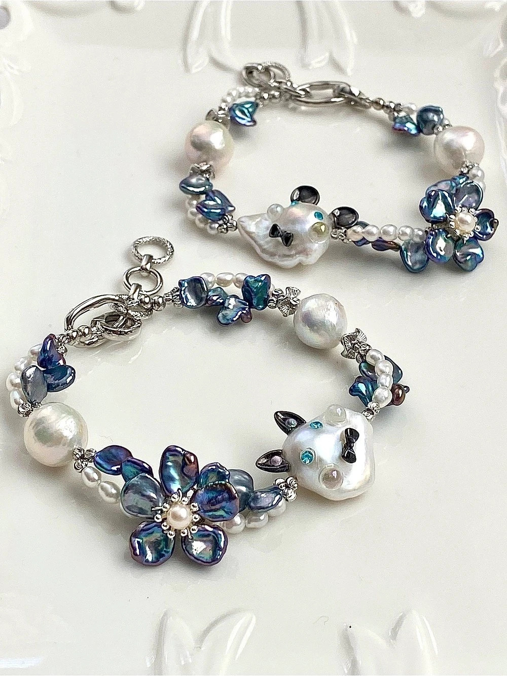 B197- Halloween Collection Cutie Character Premium Petal Pearl Flower Bracelet